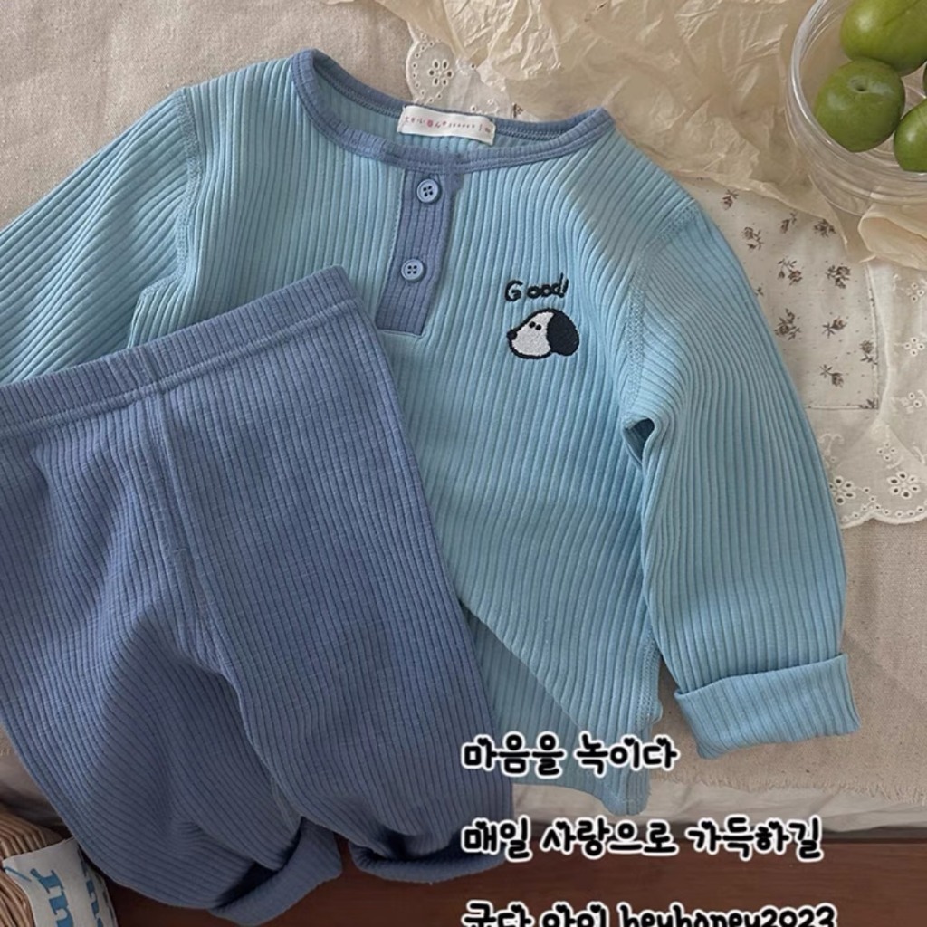 Bộ len tăm cổ màu thêu hình thu đông cho bé 6-16kg Namkidshop