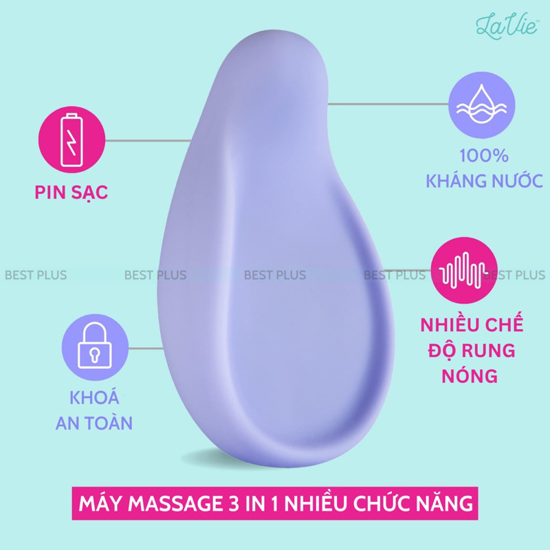 Máy Thông Tắc Tia Sữa Có Nhiệt Làm Ấm Lavie Tím 3 in 1 Massage Thông Tia Tại Nhà Tự Làm Dễ Dàng An Toàn Kích Sữa Mẹ