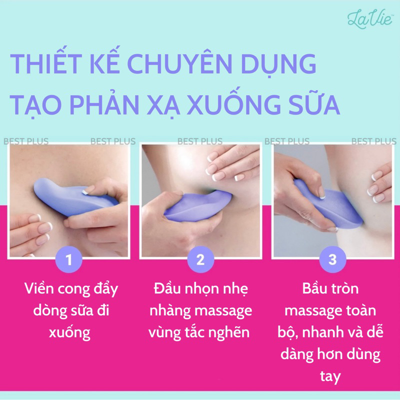 Máy Thông Tắc Tia Sữa Có Nhiệt Làm Ấm Lavie Tím 3 in 1 Massage Thông Tia Tại Nhà Tự Làm Dễ Dàng An Toàn Kích Sữa Mẹ