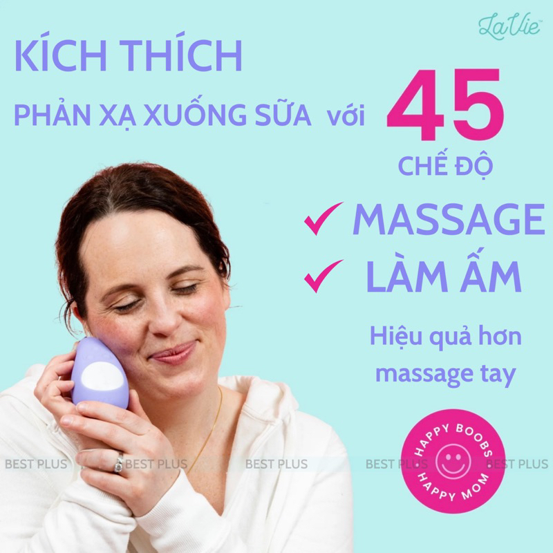 Máy Thông Tắc Tia Sữa Có Nhiệt Làm Ấm Lavie Tím 3 in 1 Massage Thông Tia Tại Nhà Tự Làm Dễ Dàng An Toàn Kích Sữa Mẹ