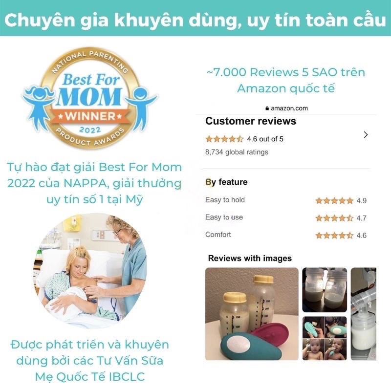 Máy Thông Tắc Tia Sữa Có Nhiệt Làm Ấm Lavie Tím 3 in 1 Massage Thông Tia Tại Nhà Tự Làm Dễ Dàng An Toàn Kích Sữa Mẹ