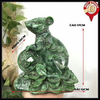 [Chuột phong thủy] Tượng đá trang trí phong thủy tượng Chuột ôm giữ tài lộc phong thuỷ cho gia chủ - Chiều cao 17cm
