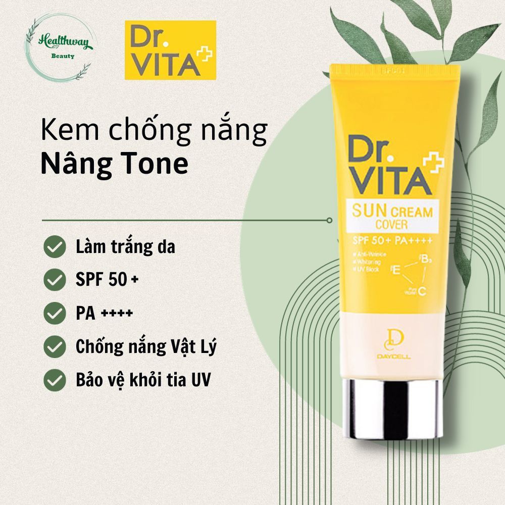 Kem Chống Nắng Vật Lý Nâng Tone DR.VITA SUN CREAM COVER SPF 50+/ PA+++ Giúp Bảo Vệ Da Khỏi Tia UV Độc Hại 60g