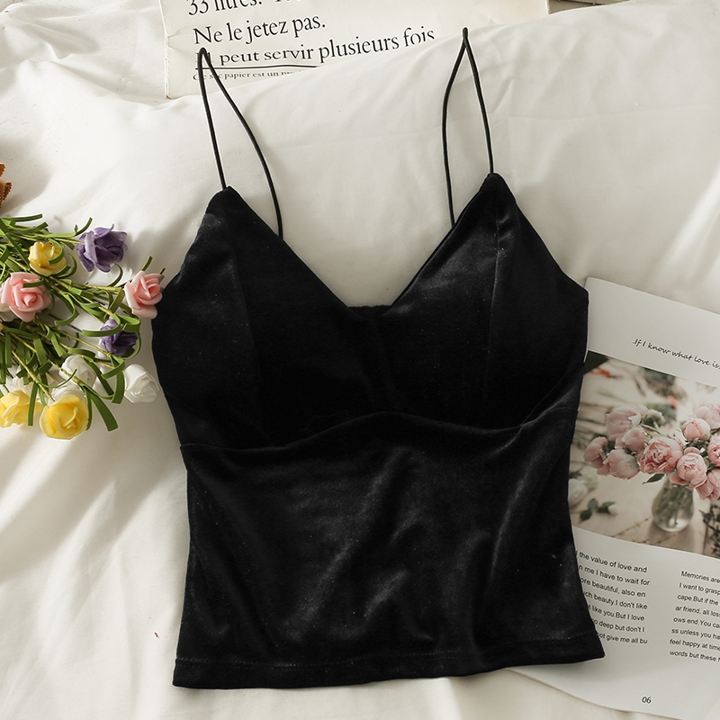 Áo 2 dây tuyết nhung đã kèm mút ngực cực xinh hàng cao cấp