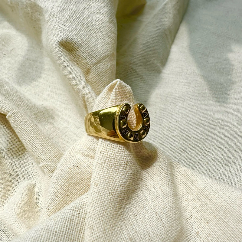 Nhẫn bạc móng ngựa mạ vàng 18k