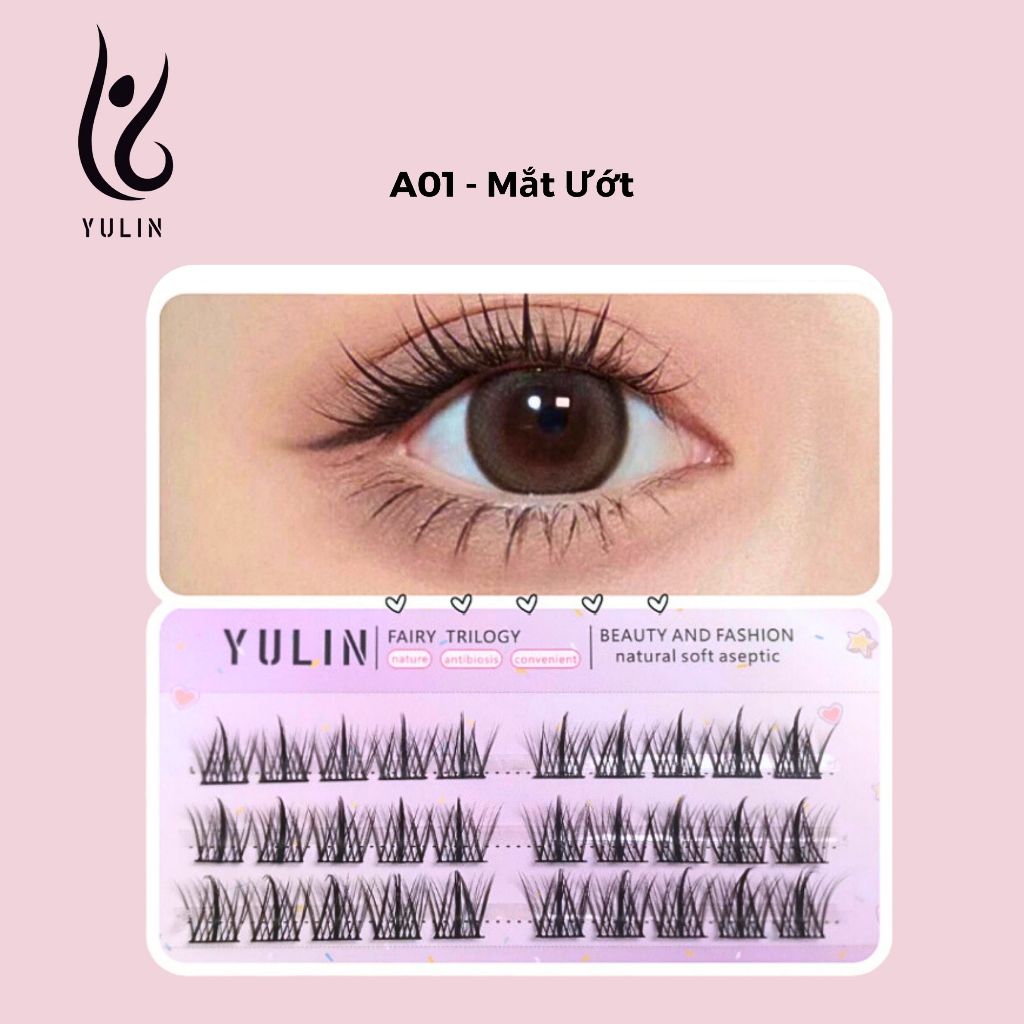 Mi giả tách sợi siêu mảnh và tự nhiên YULIN mã A01, mi tách sợi tặng kèm keo và kẹp lấy