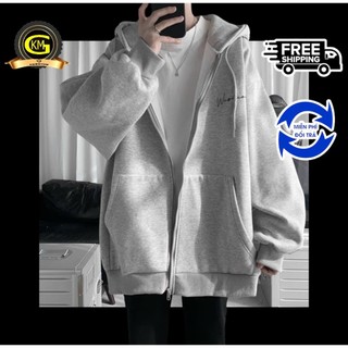 Áo khoác nỉ nam nữ thêu chữ chất vải dặn from rông GKM