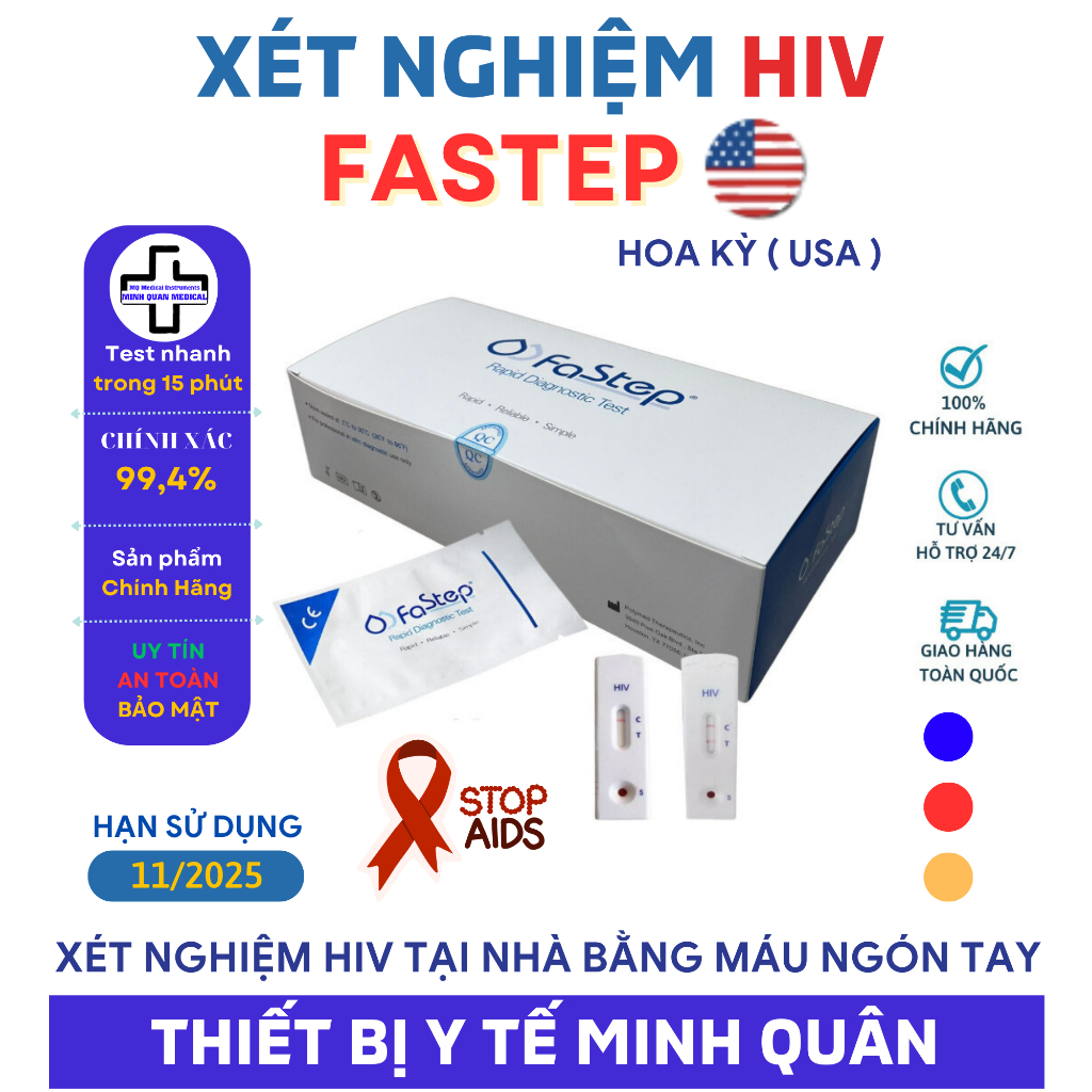 Bộ test HIV Fastep của MỸ - Độ chính xác cao, dễ thực hiện