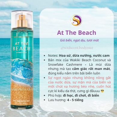 AT THE BEACH Body mist xịt thơm toàn thân Bath & Body Works (AUTH Mỹ) | Soul Scent