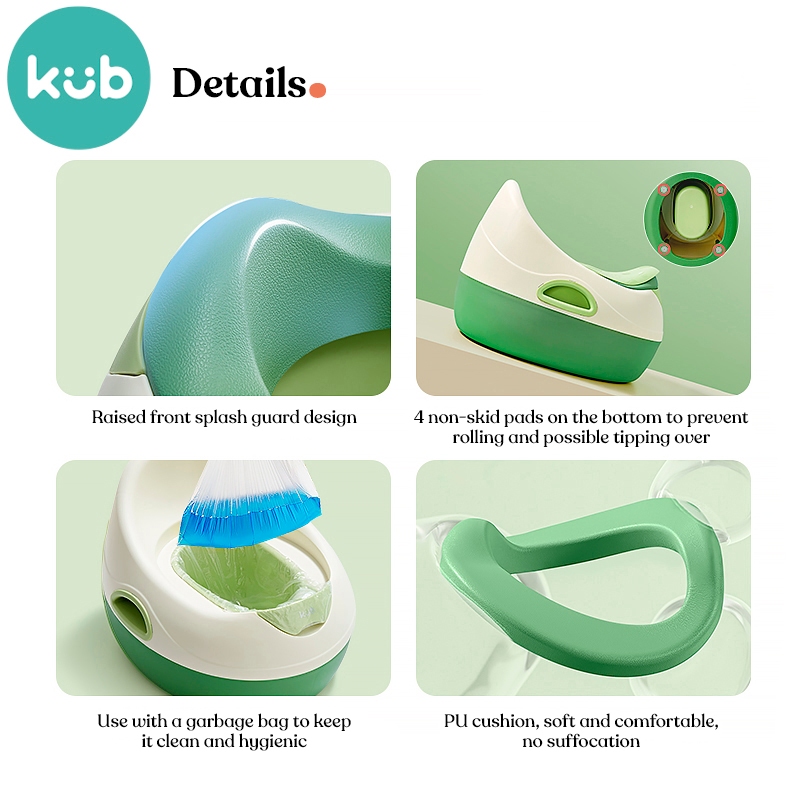 Bô vệ sinh di động KUB cho bé bằng nhựa PU/PP màu xanh lá/vàng