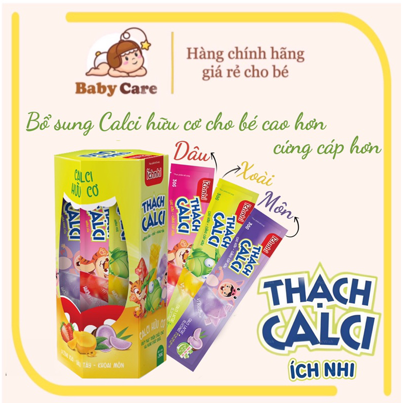 Thạch Calci Ích Nhi  vị ngọt thanh nhẹ,hỗ trợ trẻ phát triển chiều cao, giúp xương và răng chắc khỏe