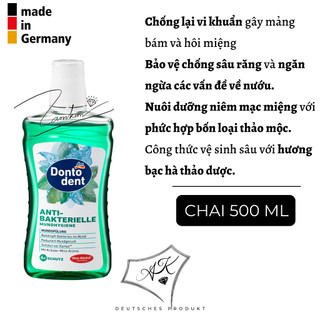 Nước súc miệng Dontodent nội địa Đức - 500ml - bảo vệ nướu, loại bỏ mảng bám, chống sâu răng