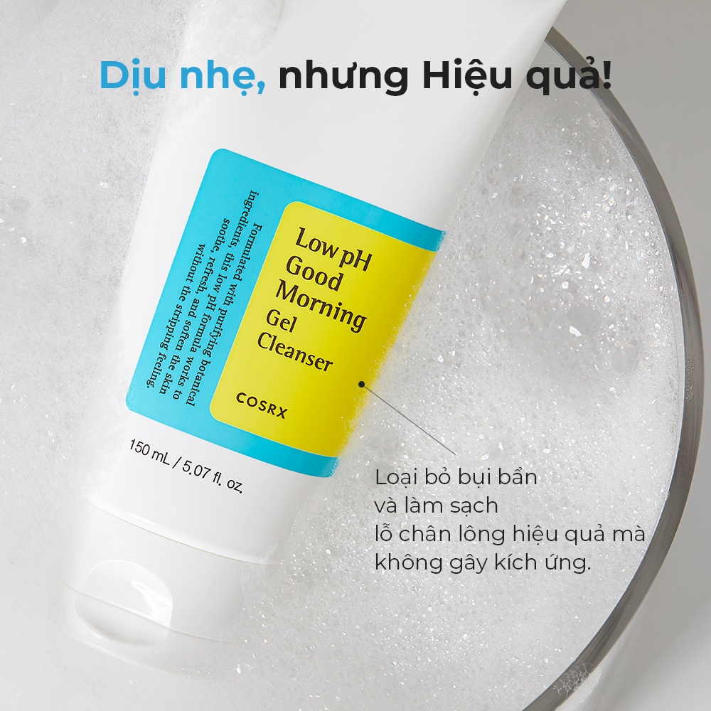 Sữa rửa mặt Cosrx Good Morning Gel Cleanser dạng gel chiết xuất trà xanh độ pH thấp - Combo 2 tuýp 150ml