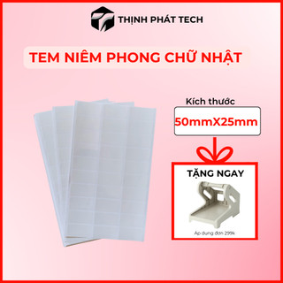 Combo 1000 tem niêm phong sản phẩm pvc trong suốt hình chữ nhật kích thước chữ nhật 5x2.5 cm