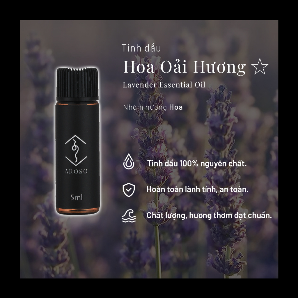 Tinh dầu Hoa Oải Hương | Tinh dầu thiên nhiên | Aroso | Xông thơm phòng | Làm nến thơm | Thư Giãn Tâm Trí