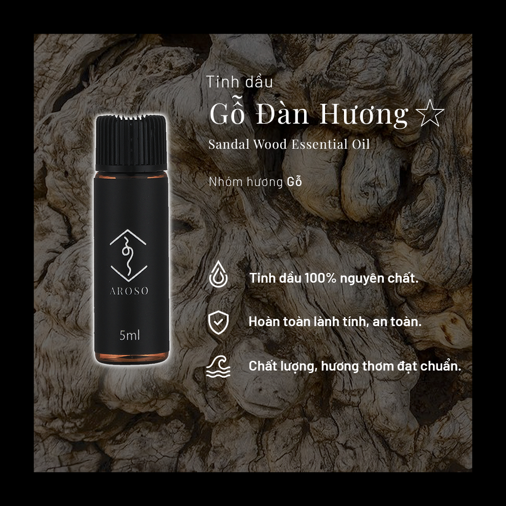 Tinh dầu Gỗ Đàn Hương | Aroso | Sandal Wood Essential Oil | Thanh tẩy không gian | Xông thơm phòng