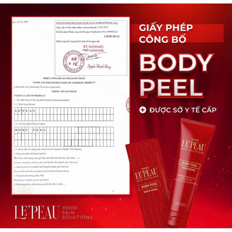 Peel nách retinol, peel body trắng da mờ thâm sau 7 ngày, kem dưỡng ẩm 150ml - LEPEAU