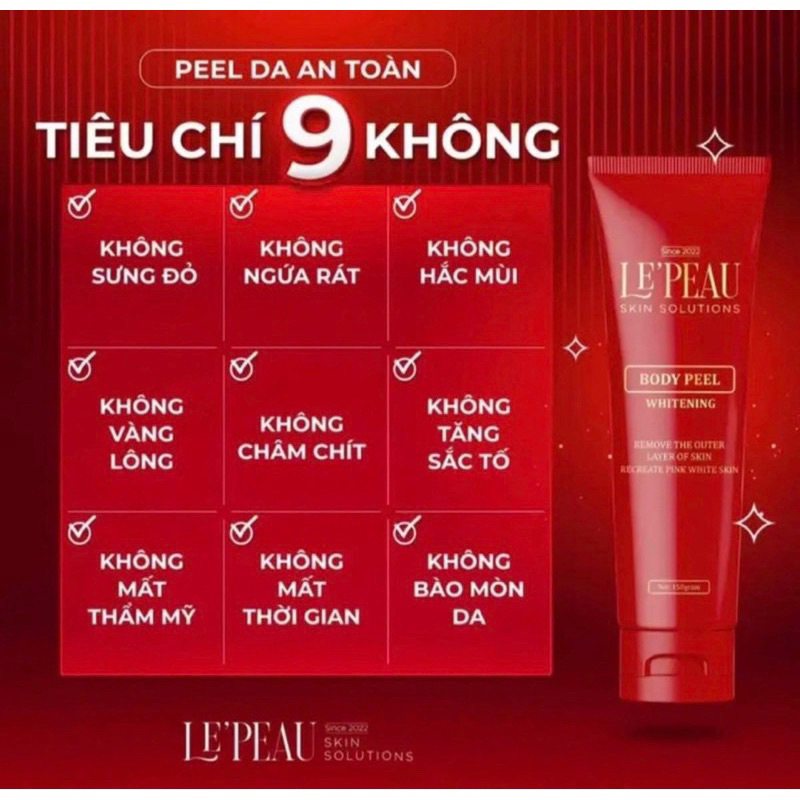 Peel nách retinol, peel body trắng da mờ thâm sau 7 ngày, kem dưỡng ẩm 150ml - LEPEAU
