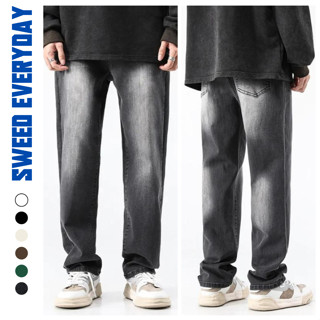 Quần Jean Nam Dáng Baggy Màu Xám Khói Chất Vải Dày Dặn Phối Wash Smoke Grey V.1