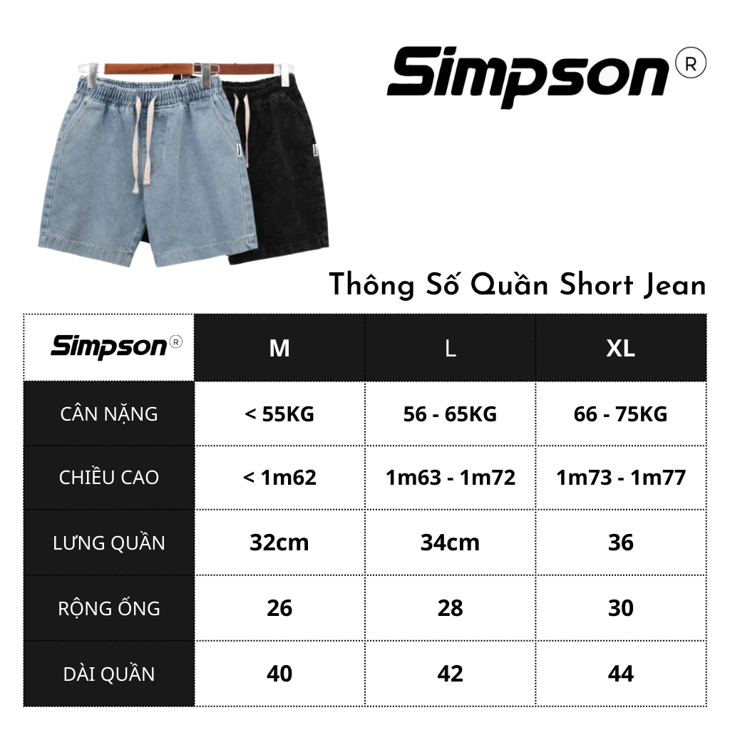 Quần Short Jeans Nam SIMPSON Quần Đùi Jean Vải Dày Đẹp Không Bay Màu - QS02
