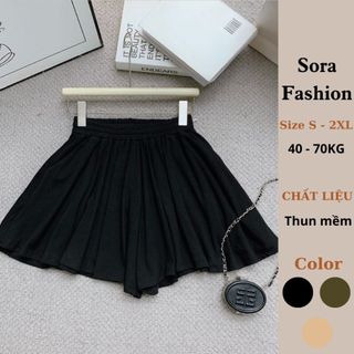 Quần Váy Nữ Cạp Cao Ổng Rộng Sora,Quần Đùi Nữ Xếp Ly Chất Liệu Thun Mềm 98