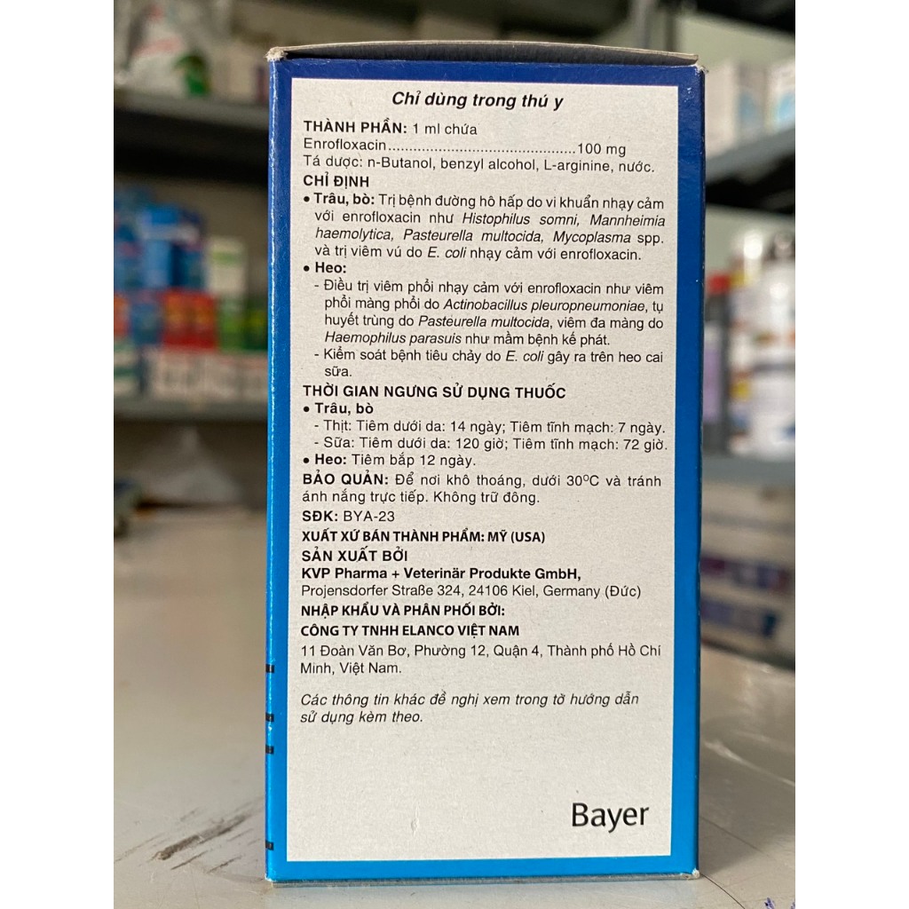 Baytril Max 100ml Dùng cho trâu, bò, heo