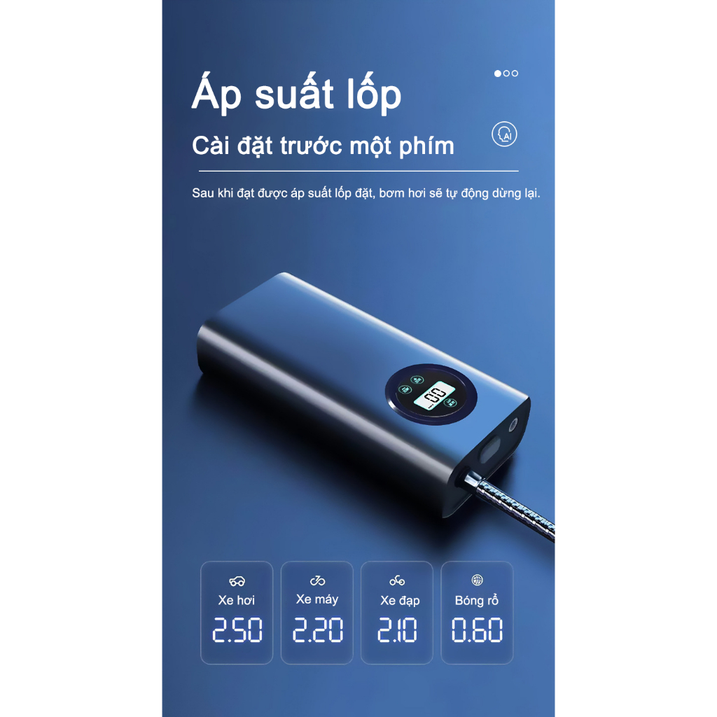 Bơm bơm hơi điện Bơm bơm hơi di động với màn hình LED cho xe ô tô, xe máy và xe điện sử dụng