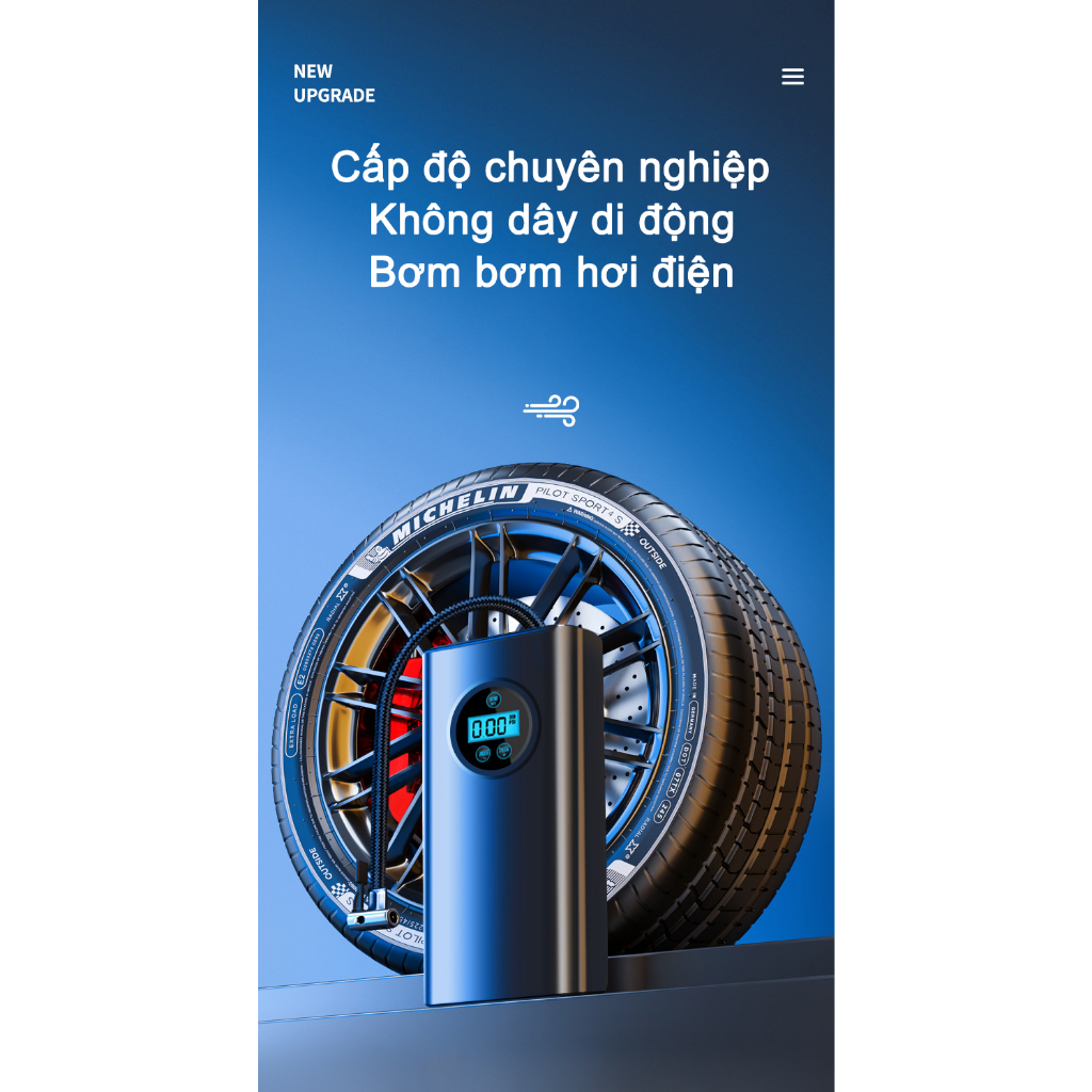 Bơm bơm hơi điện Bơm bơm hơi di động với màn hình LED cho xe ô tô, xe máy và xe điện sử dụng