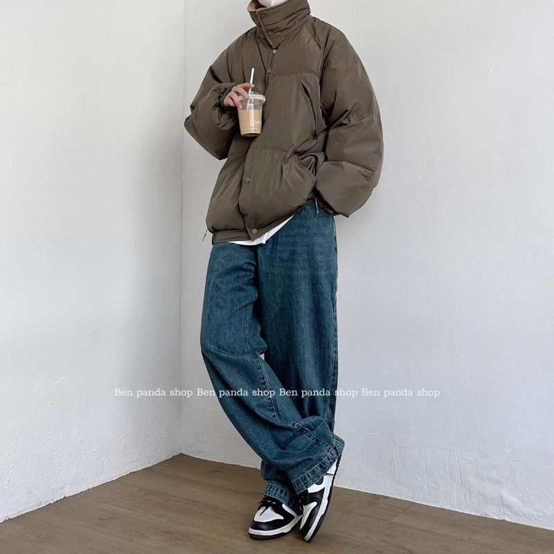 Áo Phao Nam Hàn Quốc Màu Tối Form Rộng Ấm Áp