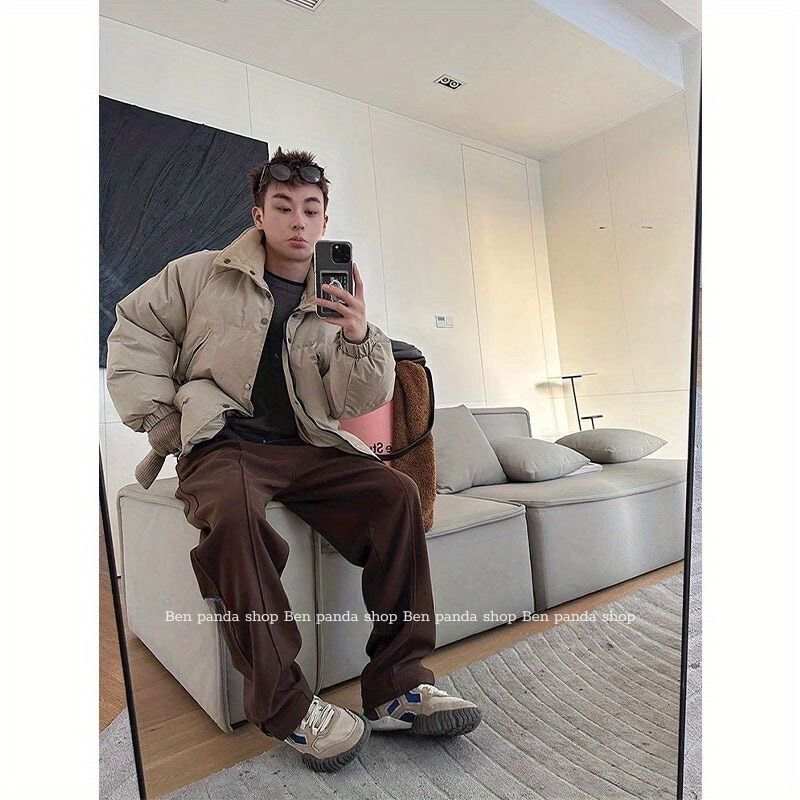 Áo Phao Nam Hàn Quốc Màu Tối Form Rộng Ấm Áp