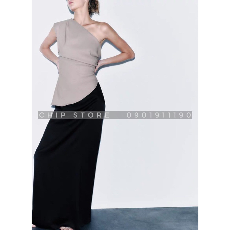 ÁO KIỂU LỆCH VAI NHÚN THÂN ZARA XUẤT DƯ XỊN