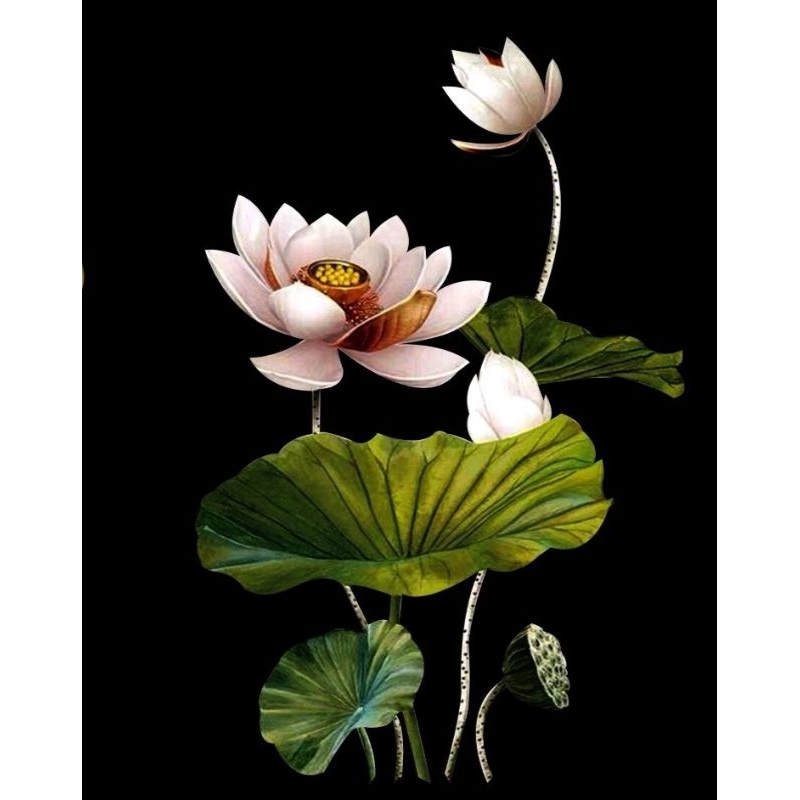 Hình ủi ép nhiệt, in áo. Mẫu Hoa sen HS4 in áo dài, áo bà ba, váy, yếm cho mẹ và bé