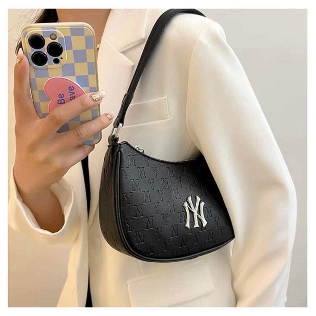 Túi Kẹp Nách Da In Chìm MLB NY Full Tag Code