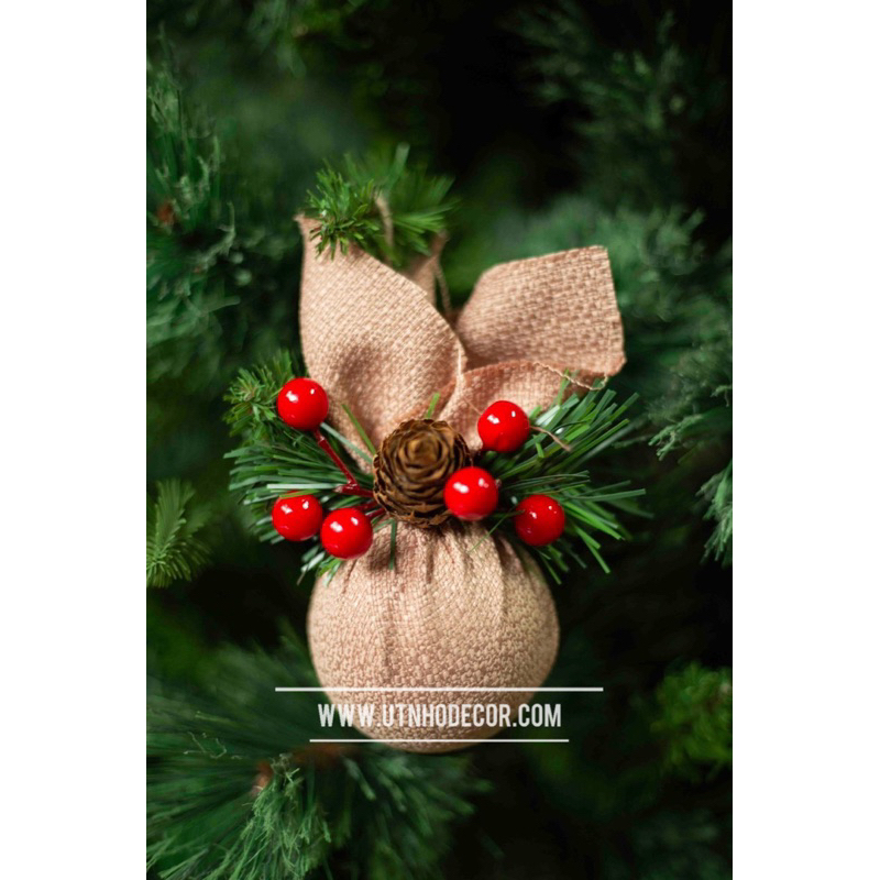 1 Trái châu vải bố treo cây thông Noel