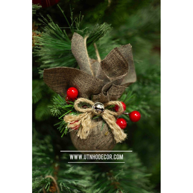 1 Trái châu vải bố treo cây thông Noel