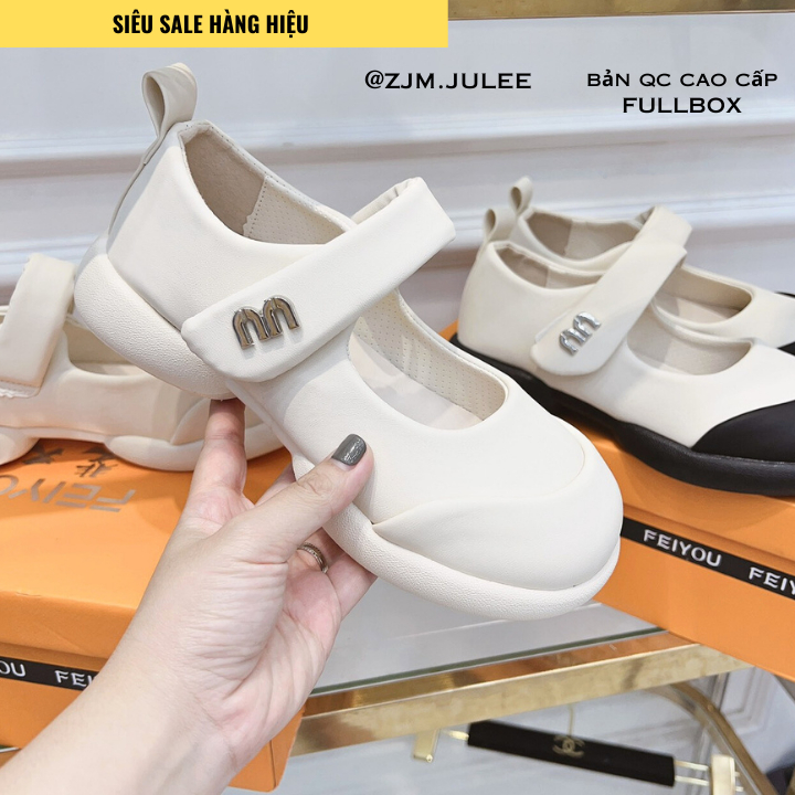 Giày búp bê nữ đế cao LUJI fullbox bản da mềm cao cấp - Giày lolita nữ quai dán dễ thương