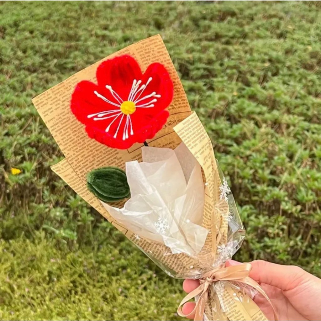 Bó hoa anh túc 1 bông handmade