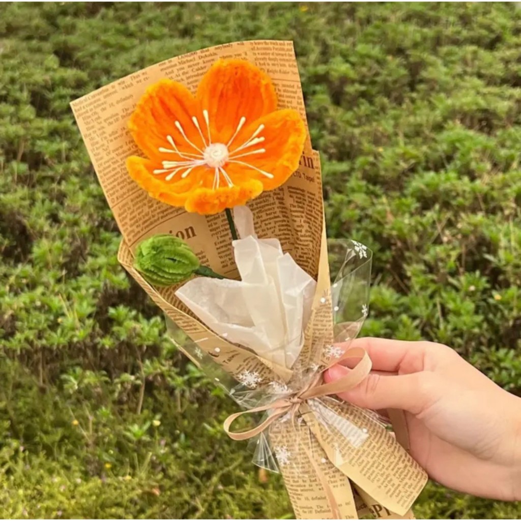 Bó hoa anh túc 1 bông handmade