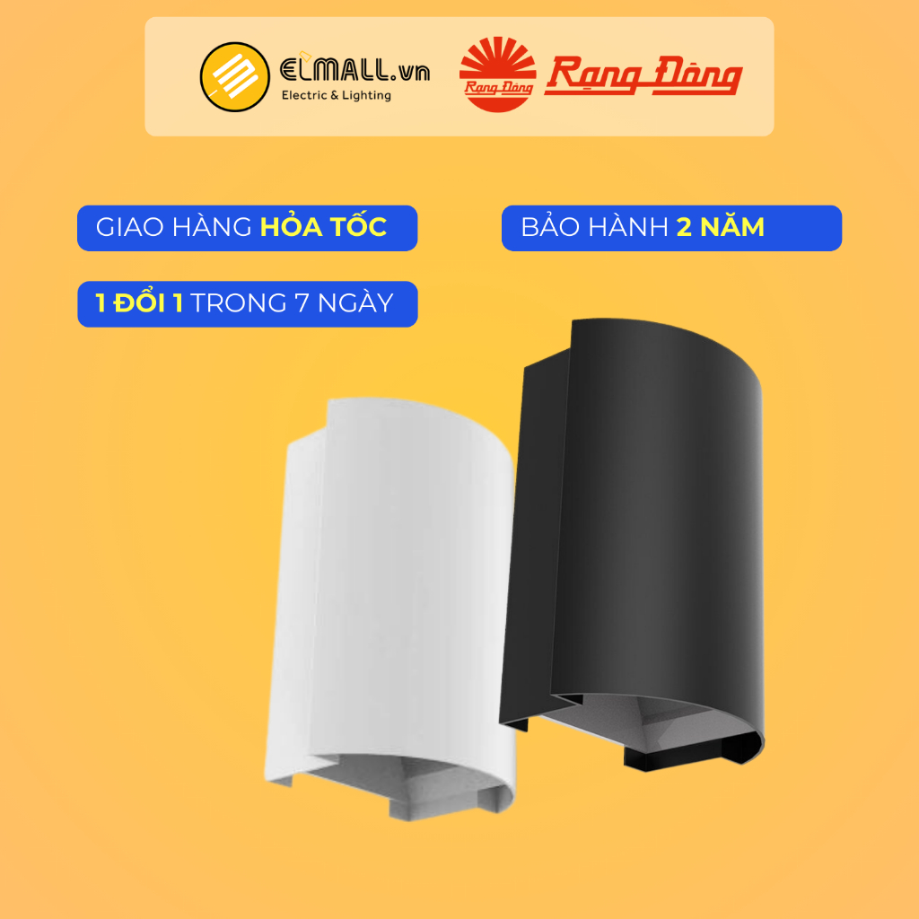 Đèn tường 2 đầu đổi màu Rạng Đông 6w LN18 ĐM 83x60/6W