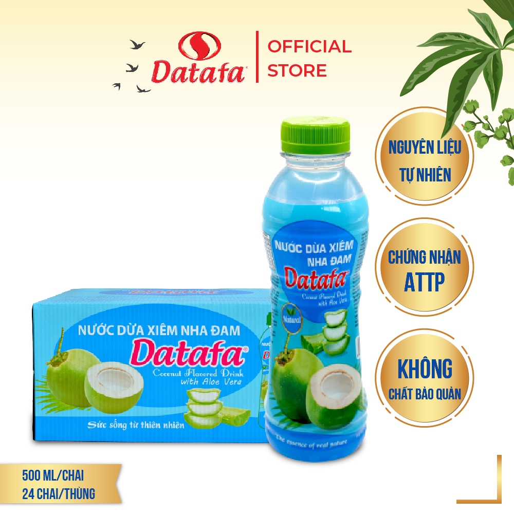 Nước Dừa Xiêm Nha Đam DATAFA - Thùng 24 Chai 500ml
