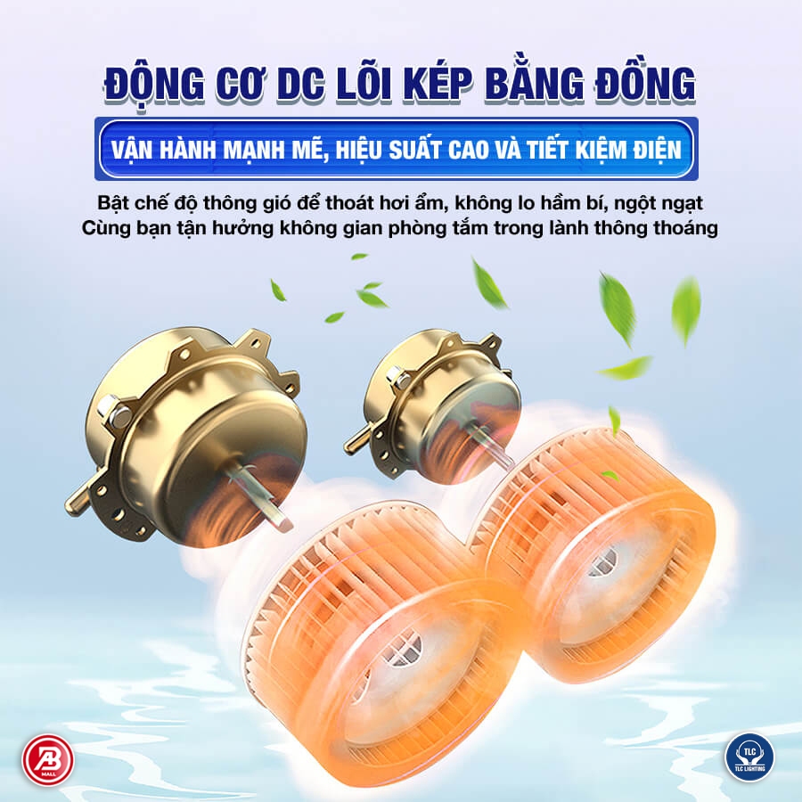 Quạt Sưởi, Đèn Sưởi Nhà Tắm, Quạt Sưởi Âm Trần TLC Tích Đèn Led - Làm Ấm Nhanh, Thiết Kế Hiện Đại, Điều Khiển Tự Động