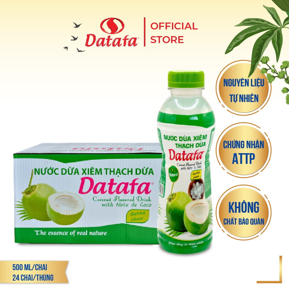 Nước Dừa Xiêm Thạch Dừa DATAFA - Thùng 24 Chai 500ml