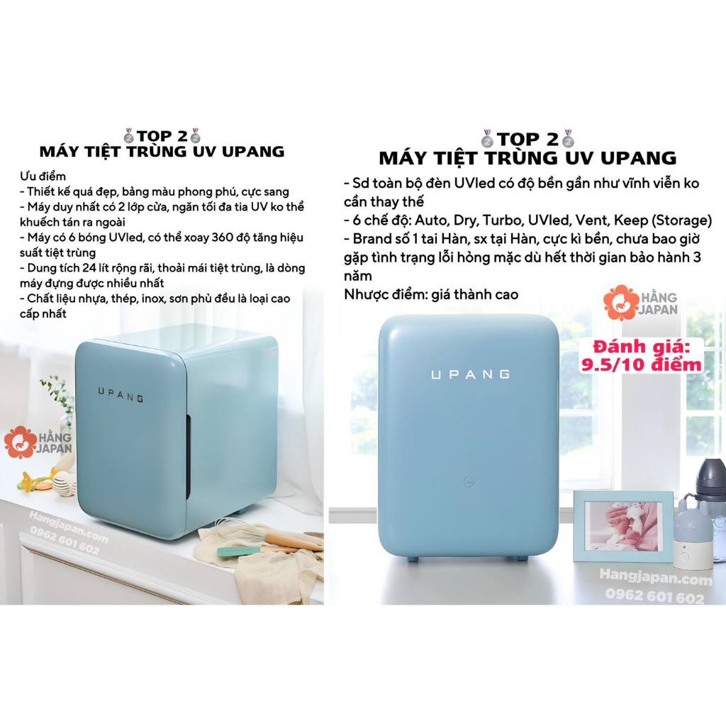 Máy tiệt trùng sấy khô UV Upang Plus UP901, máy tiệt trùng sấy khô khử mùi - Bảo hành chính hãng 12 tháng