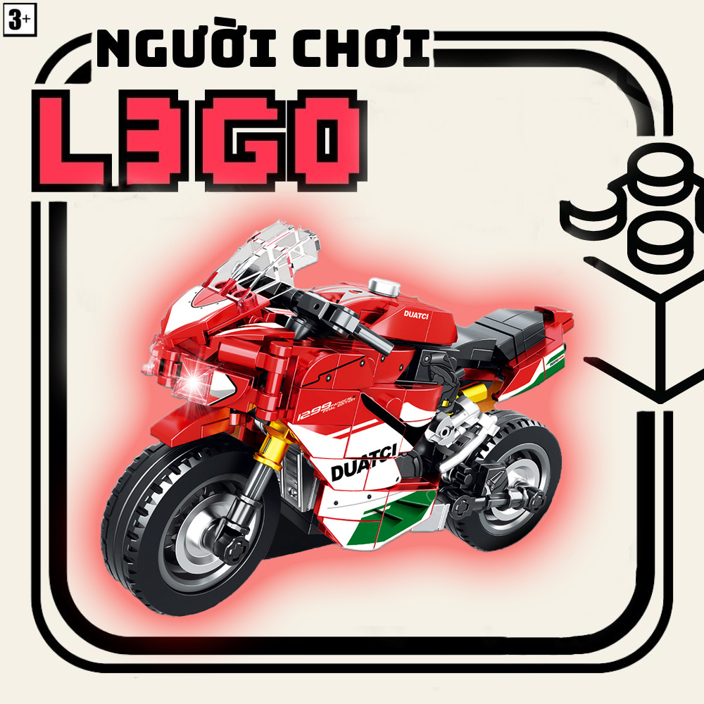 Xe Máy Ducati Màu đỏ - Mô hình lắp ghép - Đồ chơi lắp ghép thông minh chất lượng cao