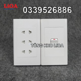 Combo ổ cắm điện ba 2 chấu LiOA 16A 3520W + 1 công tắc điện - Lắp âm tường