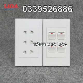 Combo ổ cắm điện ba 2 chấu LiOA 16A 3520W + 4 công tắc điện - Lắp âm tường