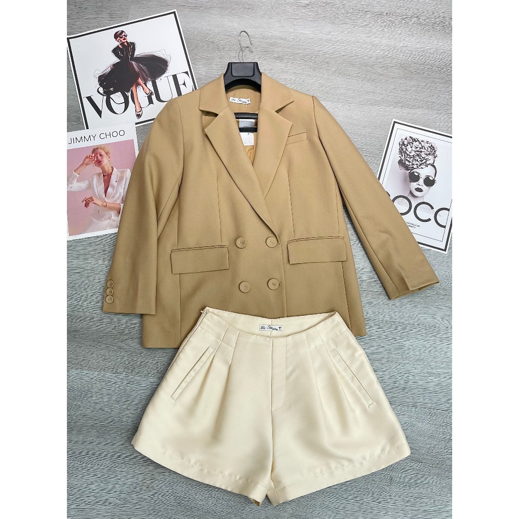 Áo vest nâu dài tay cúc bọc AV132