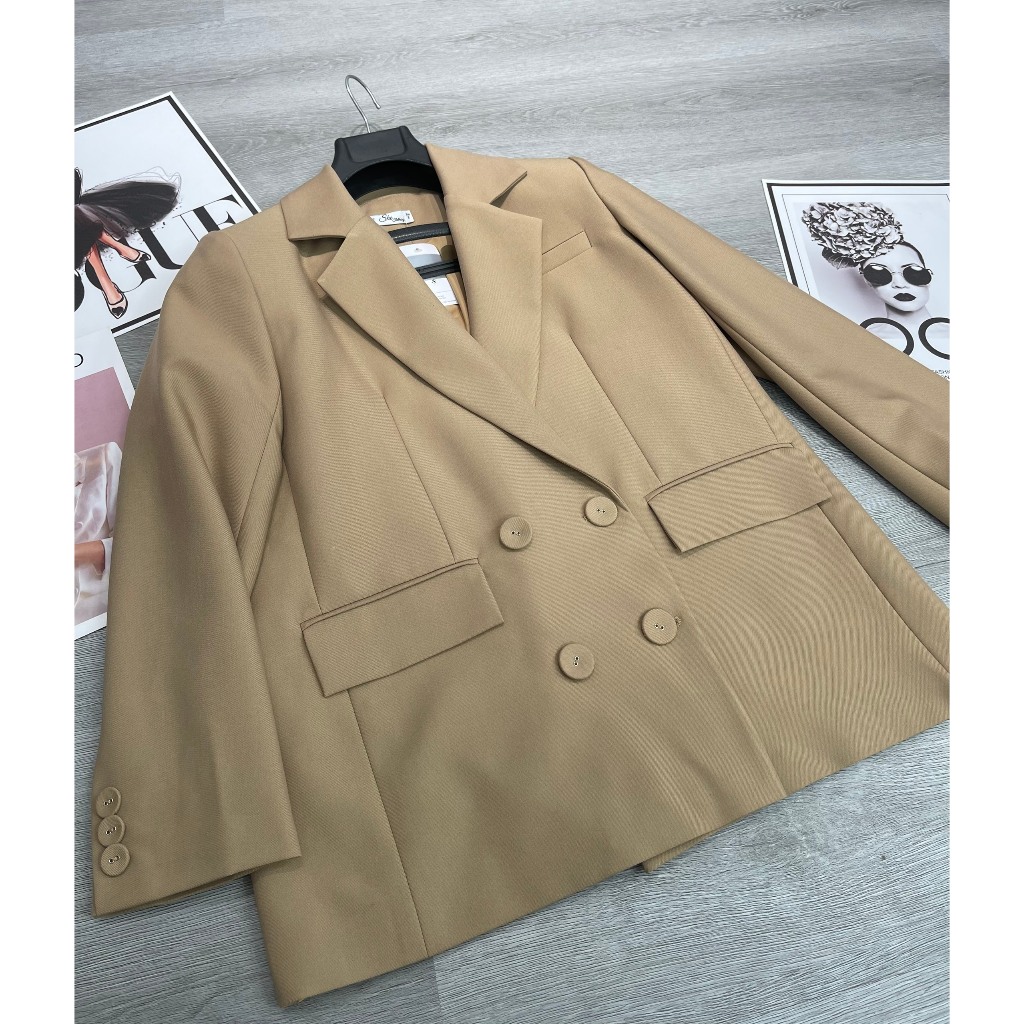 Áo vest nâu dài tay cúc bọc AV132