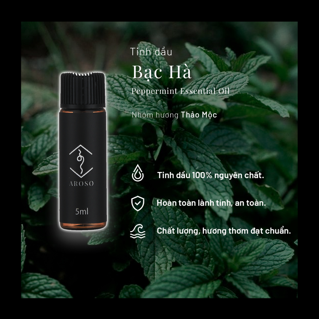 Tinh dầu Bạc Hà | Tinh dầu thiên nhiên | Aroso | Xông thơm phòng | Làm nến thơm | Thư Giãn Tâm Trí