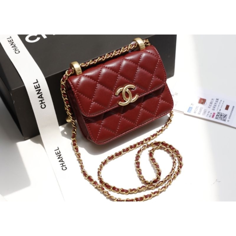 Túi xách nữ siêu xinh C/N mini sz10cm hàng super chuẩn da thật quai chỉnh nấc kèm hộp nguyên seal